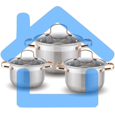 Набор посуды KELLI KL-4214 6 пред.(Кастрюля с жаропрочной стекл. крышкой 2.1л. Кастрюля с жаропрочной стекл. крышкой 3л. Кастрюля с жаропрочной стекл. крышкой 4л. Мерная шкала внутри. Высококачественная нержавеющая сталь 18/10. 5-ти слойное капсульное дно