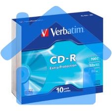 Диск CD-R Verbatim 700Mb 52x Slim case (10шт) (43415)