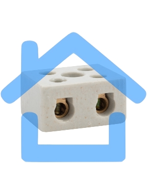 Клемма керамическая винтовая 16 мм² 2 пары контактов с крепежным отверстием (50 шт./уп.) Rexant