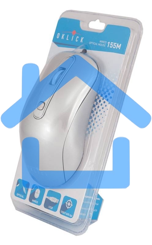 Мышь проводная Oklick 155M серебристый, 1600 dpi, USB, кнопки - 4