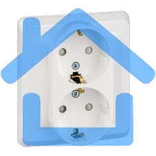 Розетка 2-м СП Этюд 16А защ. шторки с заземл. бел. SchE PC16-008B