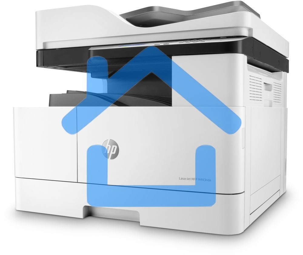 МФУ лазерное HP LaserJet MFP M443nda (8AF72A), A3, ч/б, печ. до 25 стр/мин. (А4) до 13 стр/мин. (А3), скан. до 21 стр/мин., 1200 x 1200 dpi (печать) 600x600dpi (скан.), USB, RJ-45