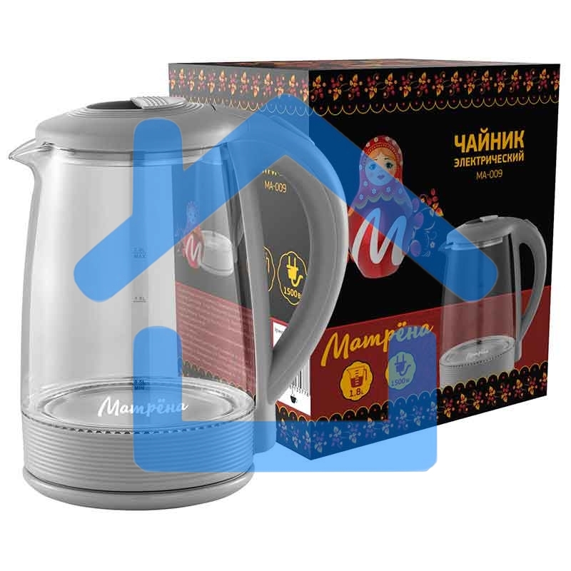 Чайник электрический Матрена MA-009 2 л стекло,пластик,серый