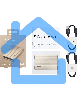 Внешний SSD Samsung T7 Shield, 2TB, USB 3.2 Gen 2 Type-C, R/W 1050/1000, бежевый