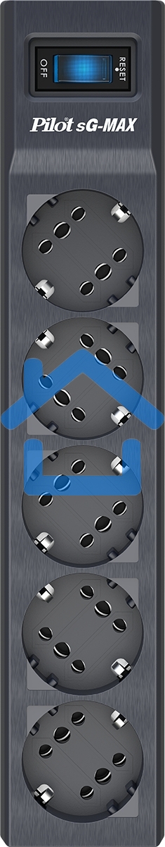 Сетевой фильтр Pilot sG-Max 5 outlets (GP), 15А/3.3 kVt, automatic circuit-breaker, 7 m, gfaphite