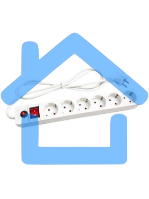 Удлинитель с сетевым фильтром 6х3м с заземл. 10А IP20 защ. шторки ПВС 3х0.75 бел. UNIVersal 967U-3003