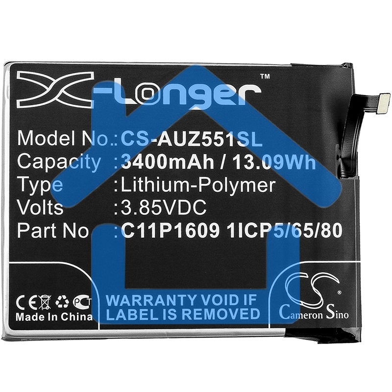 Аккумулятор CameronSino CS-AUZ551SL C11P1609, C11P1611 для Asus ZenFone 3 Max 5.53.85V / 3400mAh / 13.09Wh