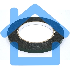 Скотч двусторонний черный вспененный с зеленой защитной лентой толщина 0,5мм ширина 8мм 10м