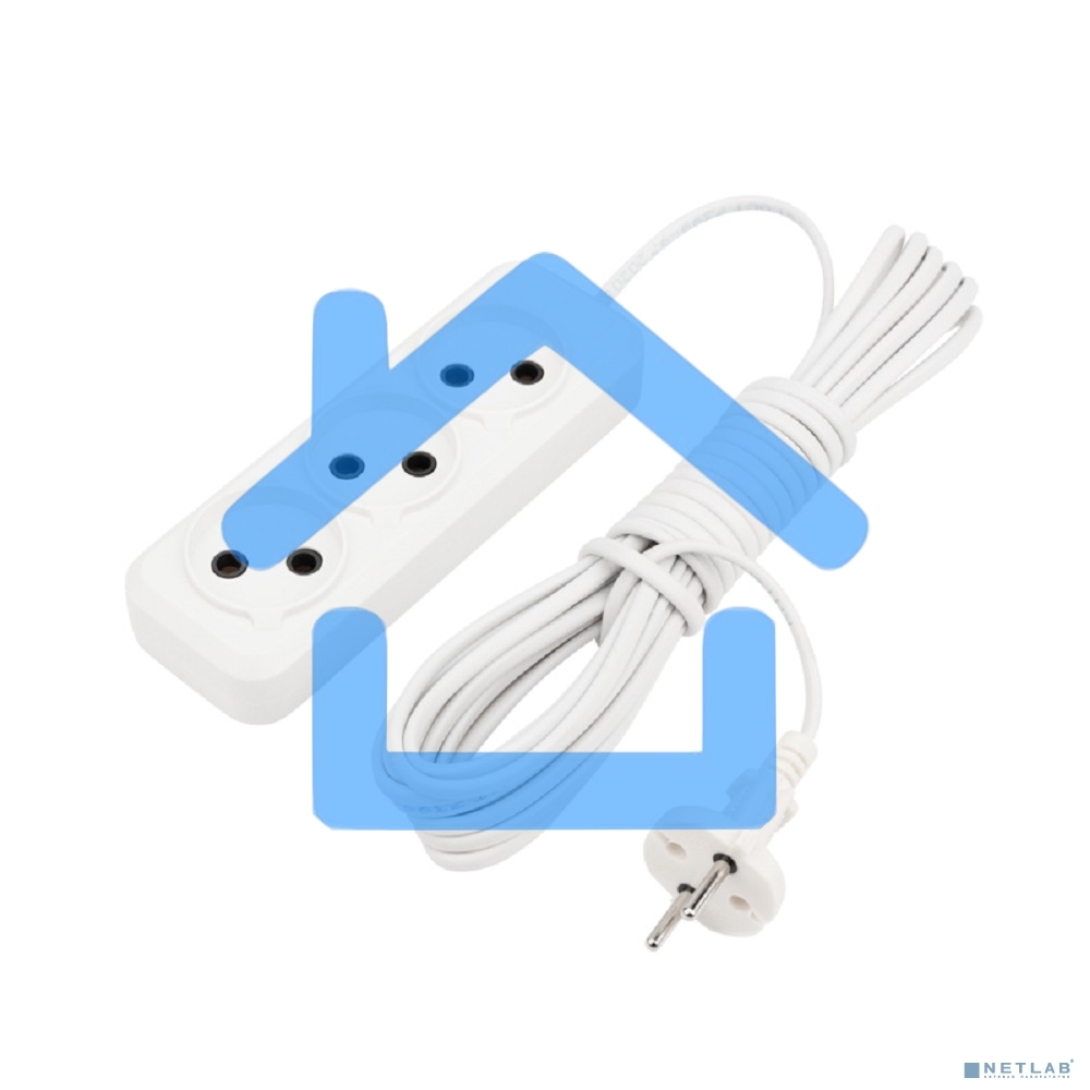 Удлинитель Rexant 3 гнезда, 7 м, 2х0.75 мм², б/з, белый (Сделано в России)