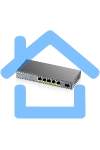 Коммутатор Zyxel GS1350-6HP, 4xGE PoE+, 1xGE PoE++ (802.3bt), 1xSFP, бюджет PoE 60 Вт, дальность передачи питания до 250 м, автоперезагрузка PoE-портов, повышенная защита от перенапряжений и электростатических р