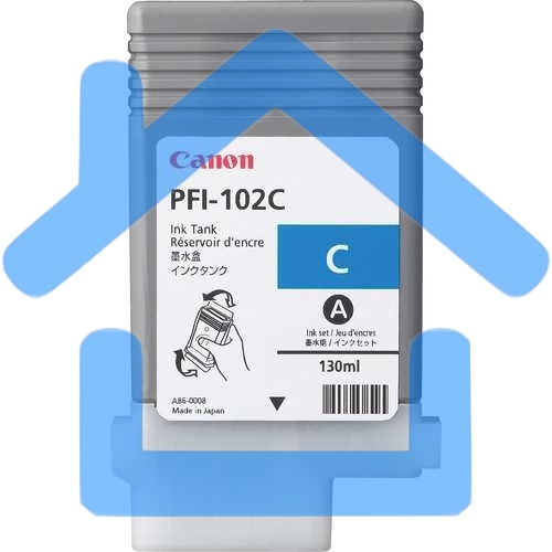 Картридж струйный Canon PFI-102C (0896B001) голубой (130 мл.) для Canon imagePROGRAF iPF605, iPF610., iPF650, iPF655, iPF710, iPF750, iPF755, LP17, iPF510