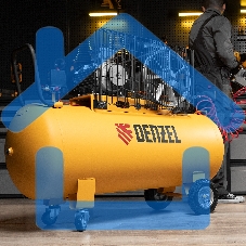 Компрессор воздушный рем. привод BCI3000-T/200, 3,0 кВт, 200 литров, 530 л/мин Denzel