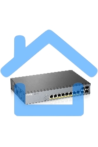 Коммутатор Zyxel GS1350-12HP, 10xGE (8xPoE+), 2xSFP, бюджет PoE 130 Вт, дальность передачи питания до 250 м, автоперезагрузка PoE-портов, повышенная защита от перенапряжений и электростатических разрядов