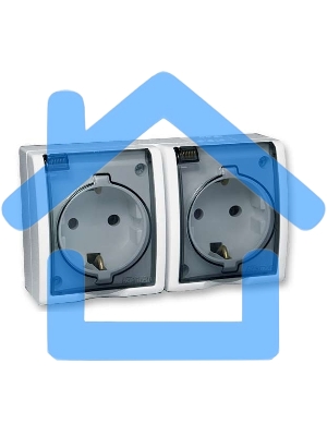 Розетка SIMON 15 Aqua 1594433-030 2-я с заземлением белая с крышкой наружная IP54