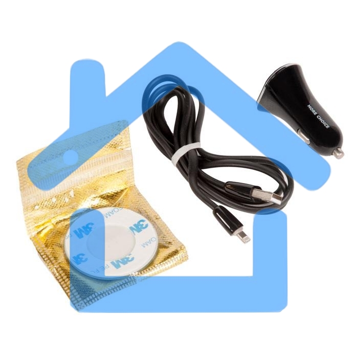 Автомобильная зарядка (от прикуривателя) 2USB 2.4A для Apple 8-pin More choice AC22i черный