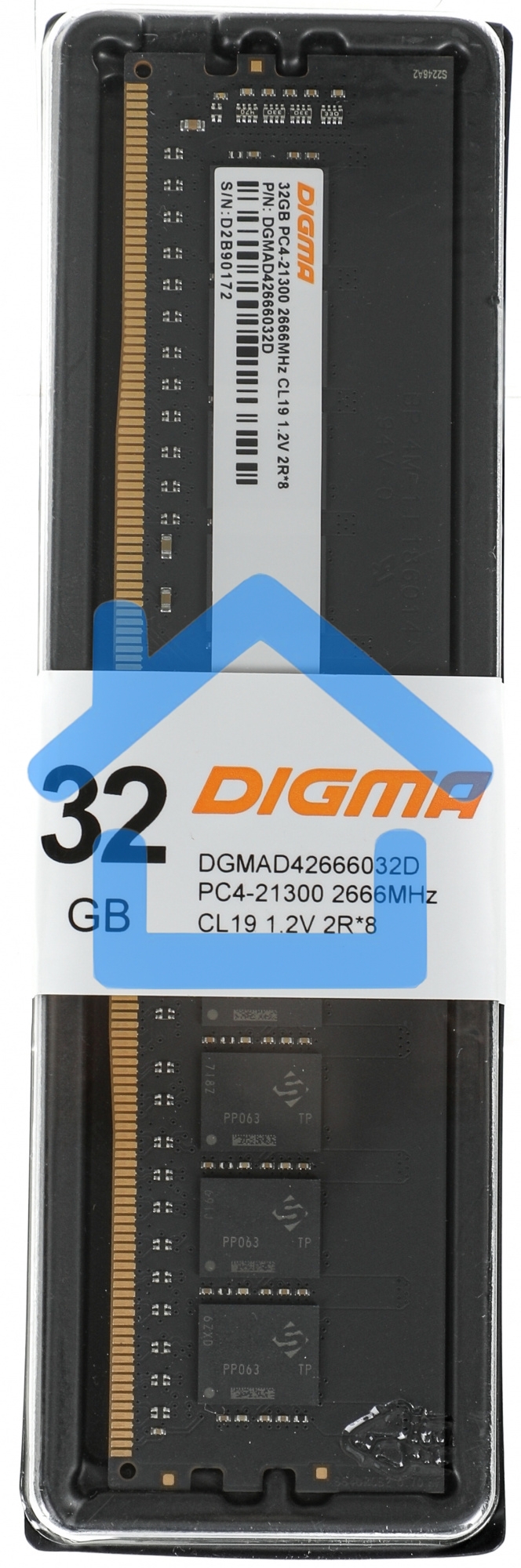Оперативная память Digma, DDR4, 32Gb (1x32 Gb), 2666 MHz, CL19, DIMM