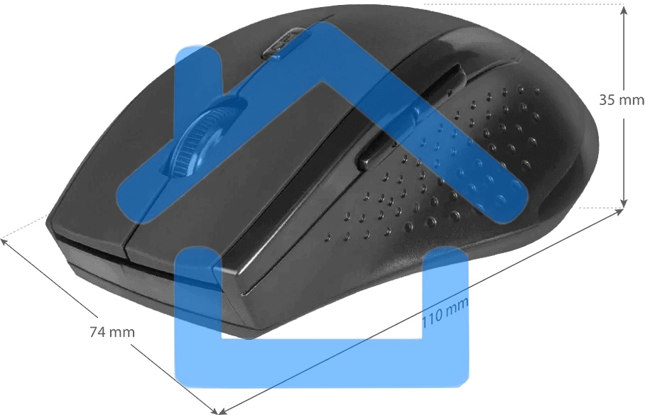 Мышь беспроводная Defender Accura MM-365 черный, 1600 dpi, радиоканал, USB, кнопки - 6