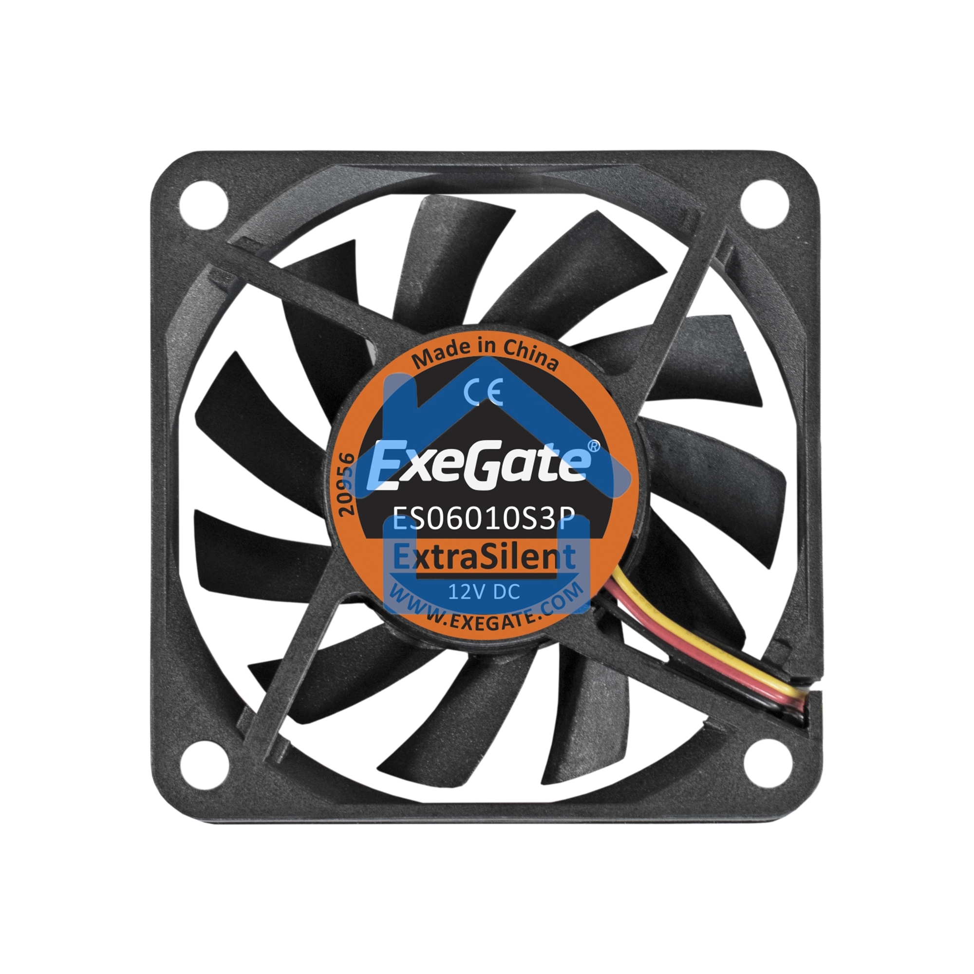 Вентилятор для корпуса ExeGate ExtraSilent ES06010S3P черный, 60 мм, 2000 об/мин, 16 дБ, 3 pin