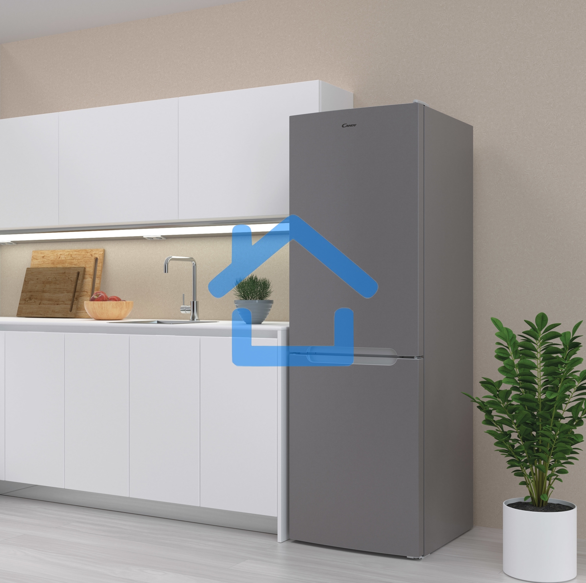 Холодильник Candy CCRN 6180S серебро двухкамерный 227/106л морозилка снизу, No Frost