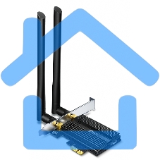 Адаптер 11AX 3000Mbps dual-band PCI-E adapter, 2402Mbps at 5G and 574Mbps at 2.4G, support Bluetooth 5.0, WPA2 encryption, two external Antennas.