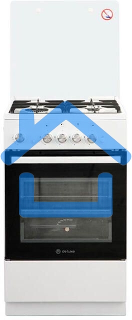 Плита газовая De Luxe 5040.32Г (КР) ЧР белый, конфорок 4 шт, духовка 46 л, 50 см x 85 см x 50 см