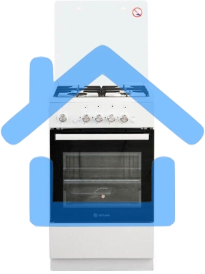 Плита газовая De Luxe 5040.32Г (КР) ЧР белый, конфорок 4 шт, духовка 46 л, 50 см x 85 см x 50 см