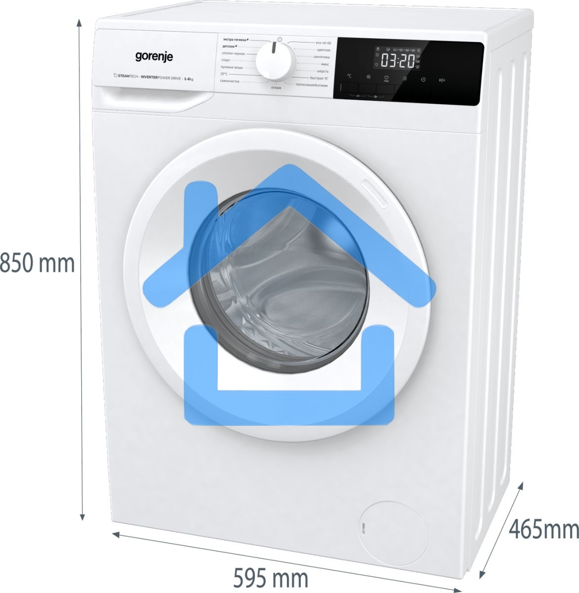 Стиральная машина Gorenje W1NHPI60SCS белый, загрузка фронтальная 6 кг, 1000 об/мин., класс: А