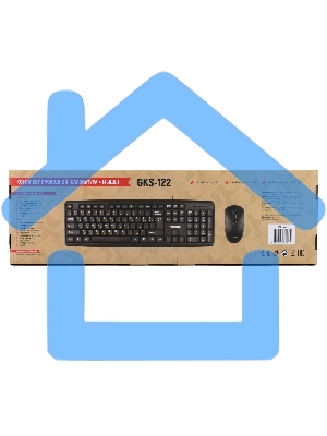 Комплект клавиатура + мышь проводной Гарнизон GKS-122, 104кл+3кн, 1000 DPI, 1.8м, черный