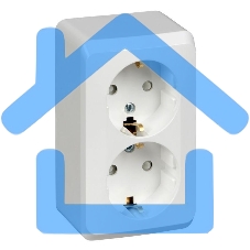 Розетка 2-м ОП Этюд 16А защ. шторки с заземл. белый SchE PA16-008B