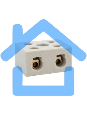 Клемма керамическая винтовая 12 мм² 2 пары контактов с крепежным отверстием (50 шт./уп.) Rexant