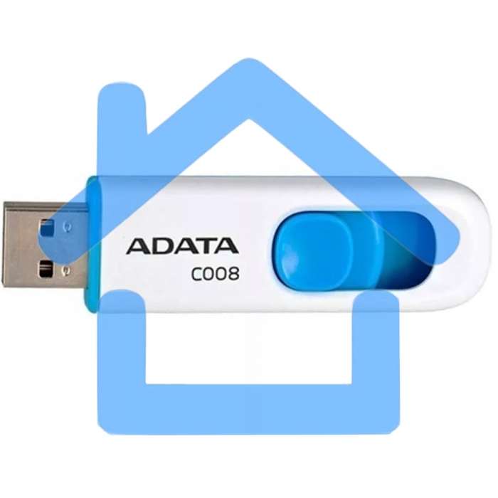 Флешка USB ADATA C008 (AC008-16G-RWE), 16Gb, USB 2.0, R/W 15/5, белый / синий