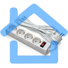 Удлинитель ExeGate EC-4-5W (EX279401RUS), белый, 5 м, евровилка с заземлением, 4 евророзетки с заземлением, 2200 Вт