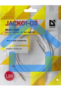 Кабель аудио Defender 3.5мм 1.2M Jack M- Jack M белый