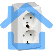 Розетка 2-м ОП Этюд 16А с заземл. белый SchE PA16-007B