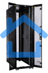 Шкаф серверный ПРОФ напольный 48U (600x1200) дверь перфор. 2 шт., черный, в сборе