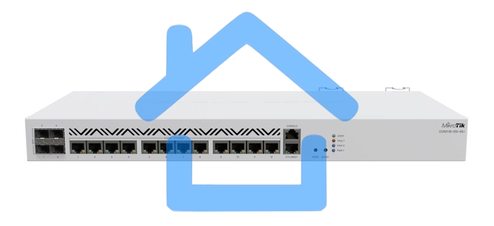 Маршрутизатор Mikrotik CCR2116-12G-4S+ Cloud Core Router 2116-12G-4S+ with Amazon Annapurna Labs Alpine v3 AL73400 CPU (16-cores, 2GHz per core), 16Gb RAM, 4xSFP+ cage, 13xGbit LAN, M.2 PCIe slot, RouterOS L6, 1U rackmount case, Dual PSU