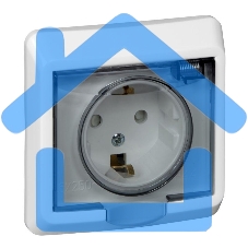 Розетка 1-м СП Этюд защ. шторки с заземл. IP44 белый SchE PC16-044B