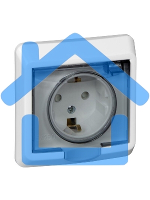 Розетка 1-м СП Этюд защ. шторки с заземл. IP44 белый SchE PC16-044B