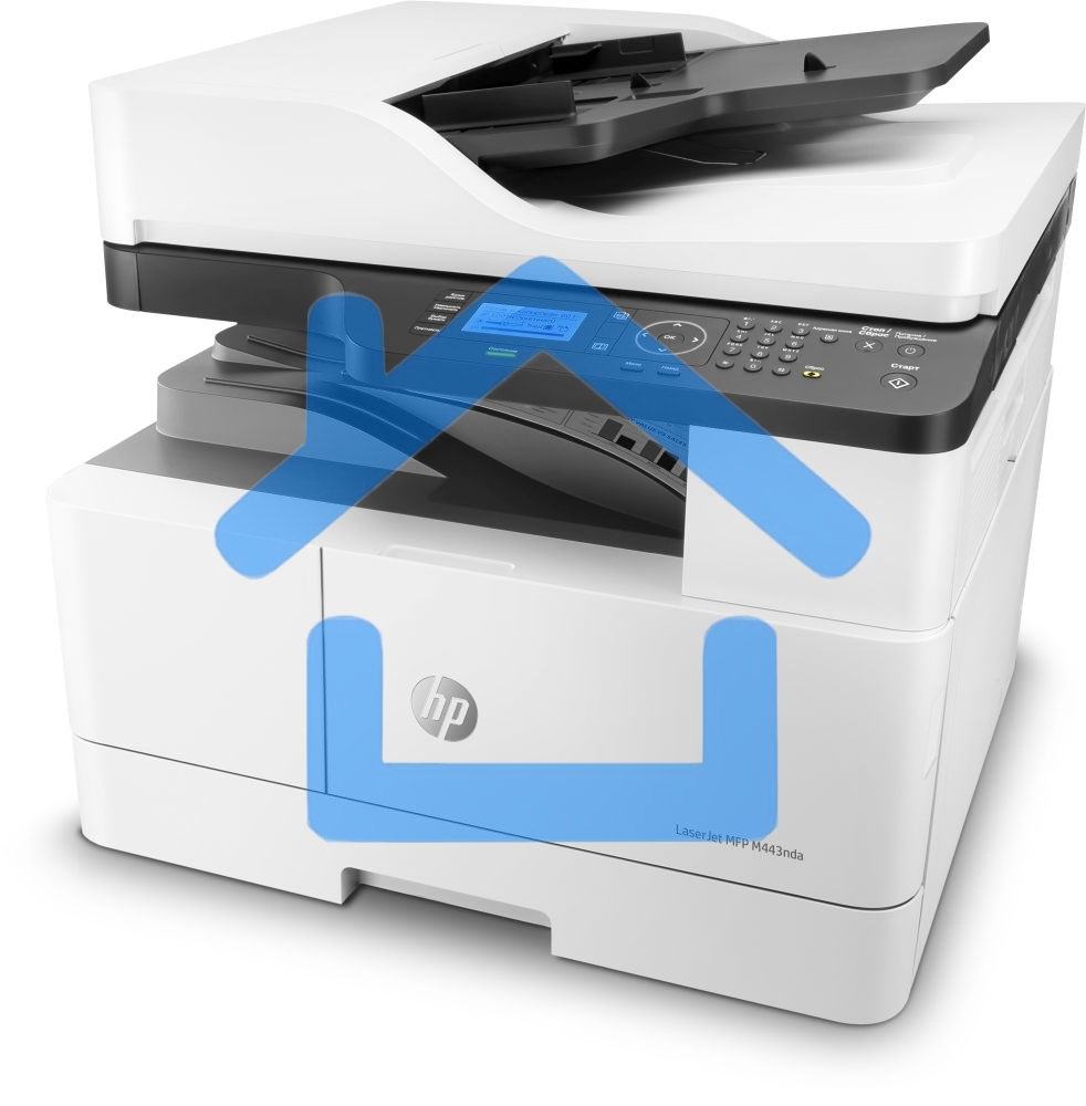 МФУ лазерное HP LaserJet MFP M443nda (8AF72A), A3, ч/б, печ. до 25 стр/мин. (А4) до 13 стр/мин. (А3), скан. до 21 стр/мин., 1200 x 1200 dpi (печать) 600x600dpi (скан.), USB, RJ-45