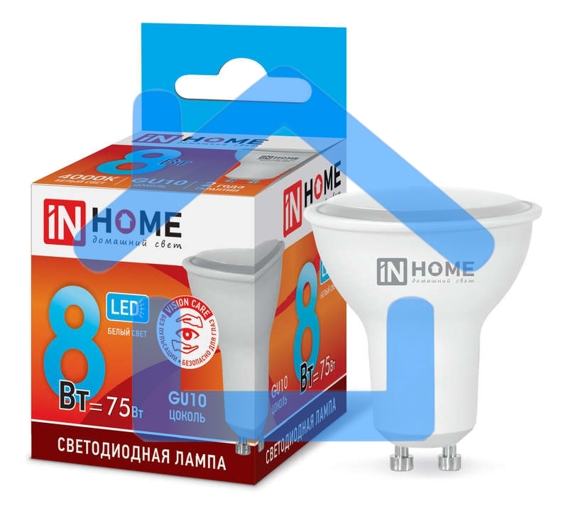 Лампа светодиодная LED-JCDRC-VC 8Вт 230В GU10 4000К 720лм IN HOME 4690612023441