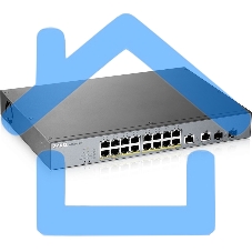 Коммутатор Zyxel GS1350-18HP, 16xGE PoE+, 2xCombo (SFP/RJ-45), бюджет PoE 250 Вт, дальность передачи питания до 250 м, автоперезагрузка PoE-портов, повышенная защита от перенапряжений и электростатических разряд