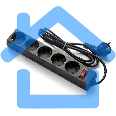 Удлинитель ExeGate EC-5-3B (EX279357RUS), черный, 3 м, 	евровилка с заземлением, 5 евророзеток с заземлением, 2200 Вт