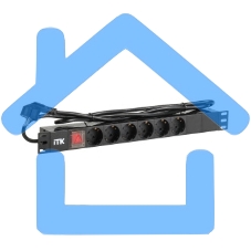 Блок ITK PDU 6 роз. нем.ст. с выкл 1U каб. 2м вилка нем.ст ПВХ чер