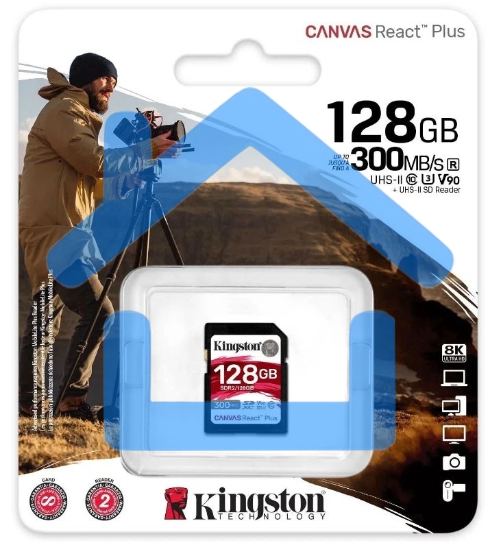 Флеш карта Kingston 128Gb Canvas React Plus SDXC UHS-II 300R/260W U3 V90