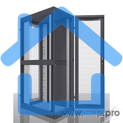 Шкаф серв. ПРОФ нап. 42U (600x1000) дверь перфорированная 2 шт., цвет черный, в сборе (ШТК-СП-42.6.10-44АА-9005) (1 коробка)