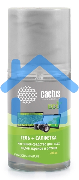 Чистящий набор (салфетки + гель) Cactus CS-S3004E для экранов и оптики 1шт 18x18см 200мл