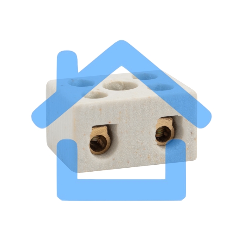 Клемма керамическая винтовая 10 мм² 2 пары контактов с крепежным отверстием (100 шт./уп.) Rexant