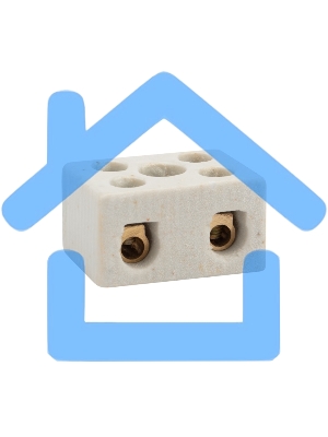 Клемма керамическая винтовая 10 мм² 2 пары контактов с крепежным отверстием (100 шт./уп.) Rexant