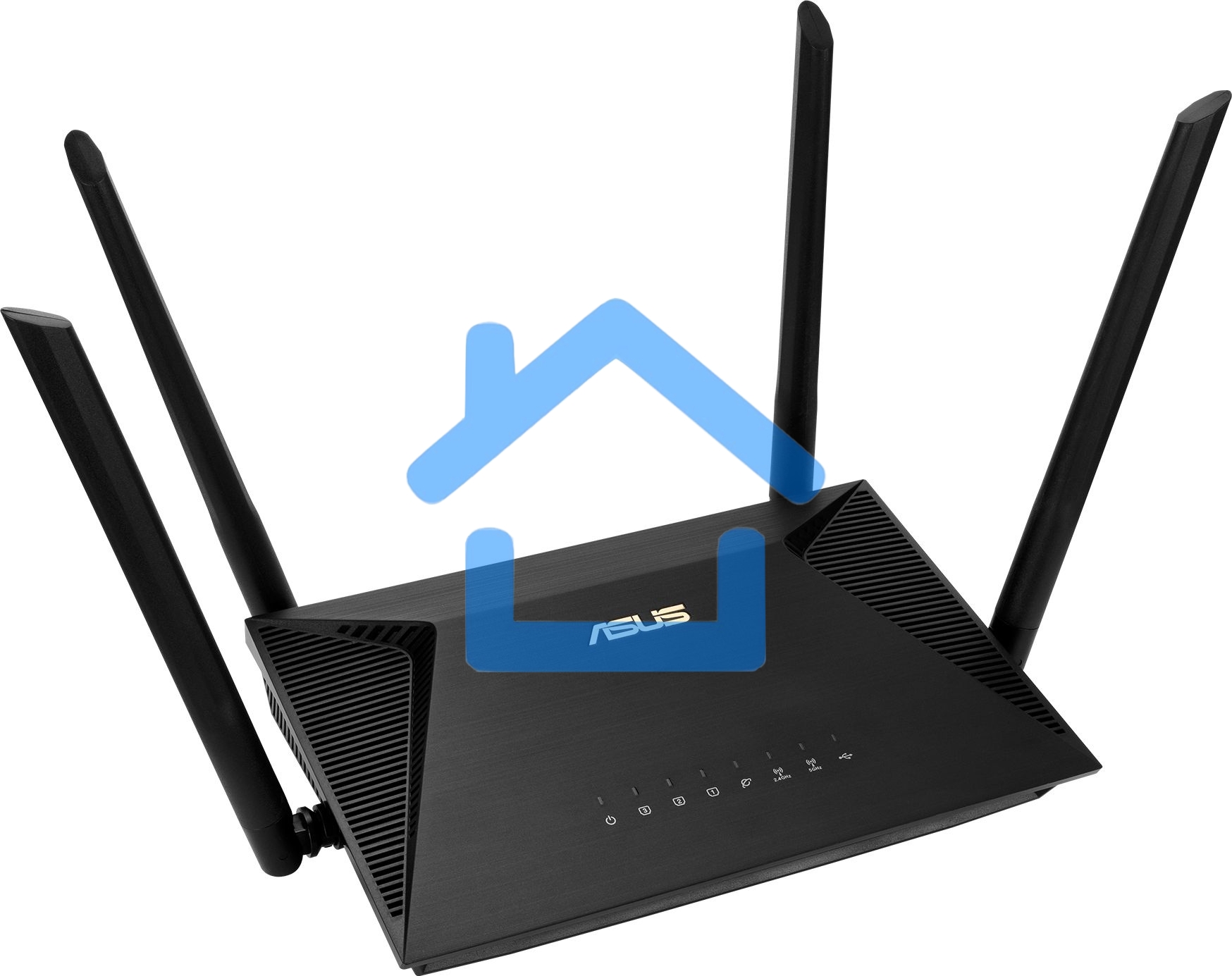Роутер ASUS RT-AX53U802.11b/g/n/ac/ax, до 574 + 1201 Mbps, 2,4 + 5 гГц, 4 антенны, USB