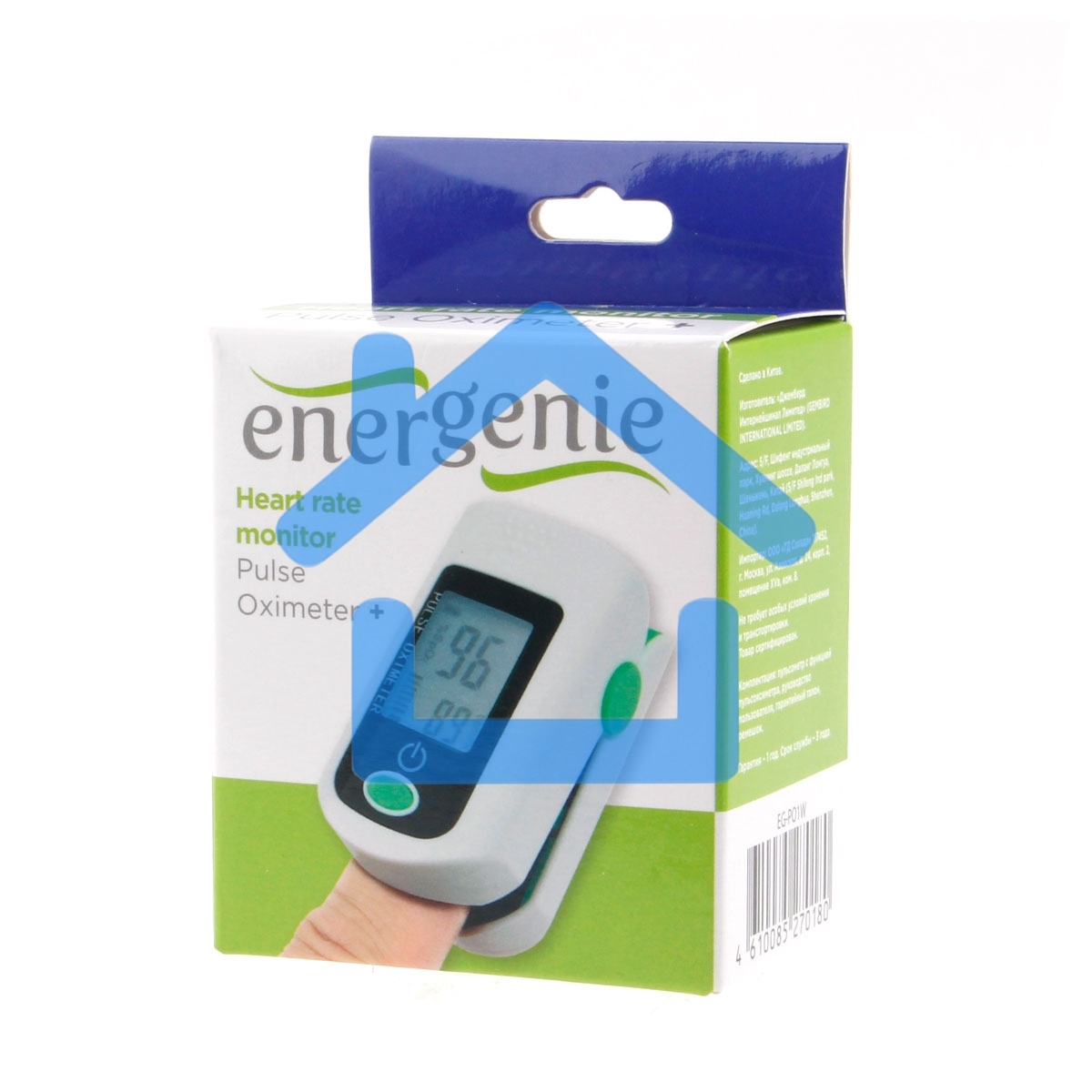 Пульсоксиметр Energenie EG-PO1W, белый с зеленым
